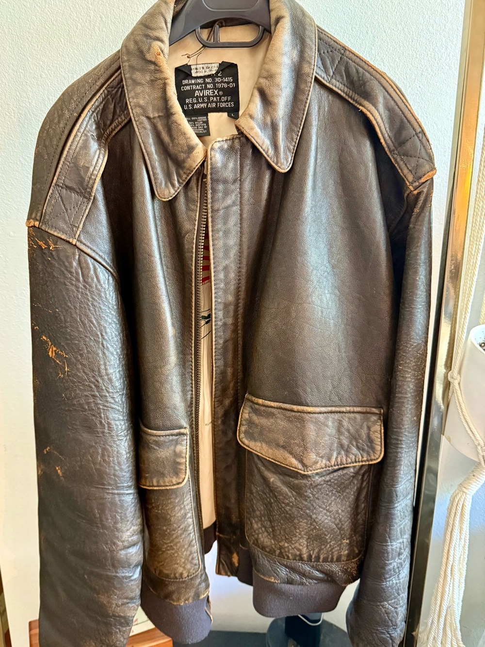 Avirex Dark Brown Leather Bomber Jacket